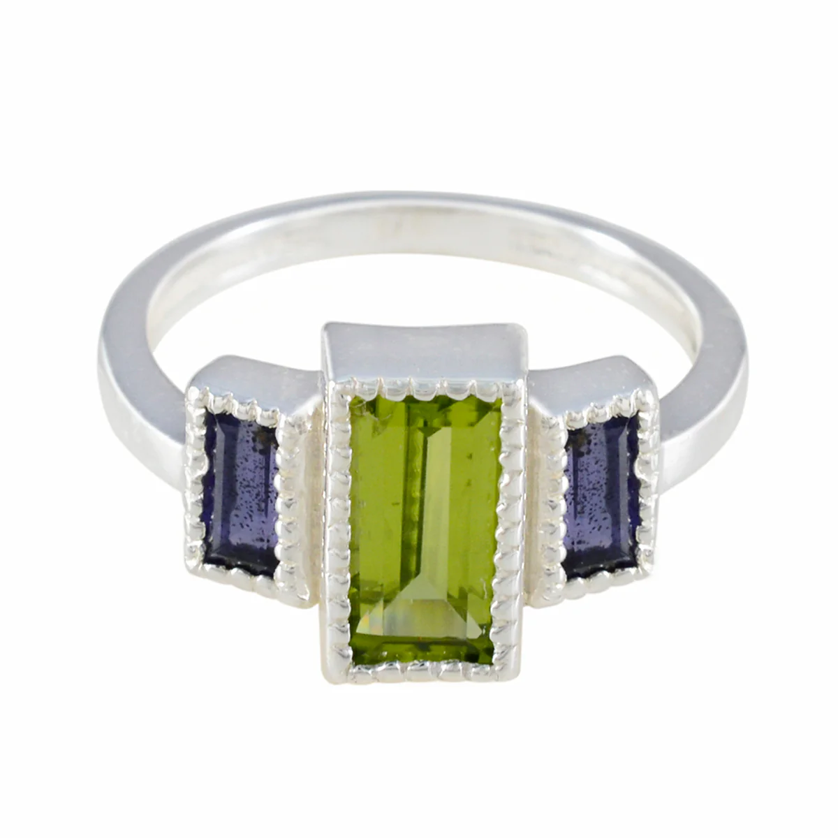 Multi Stone Trilogy African 92.5 Silver multicolor Gems Featherlight Modern Ring Jewellery