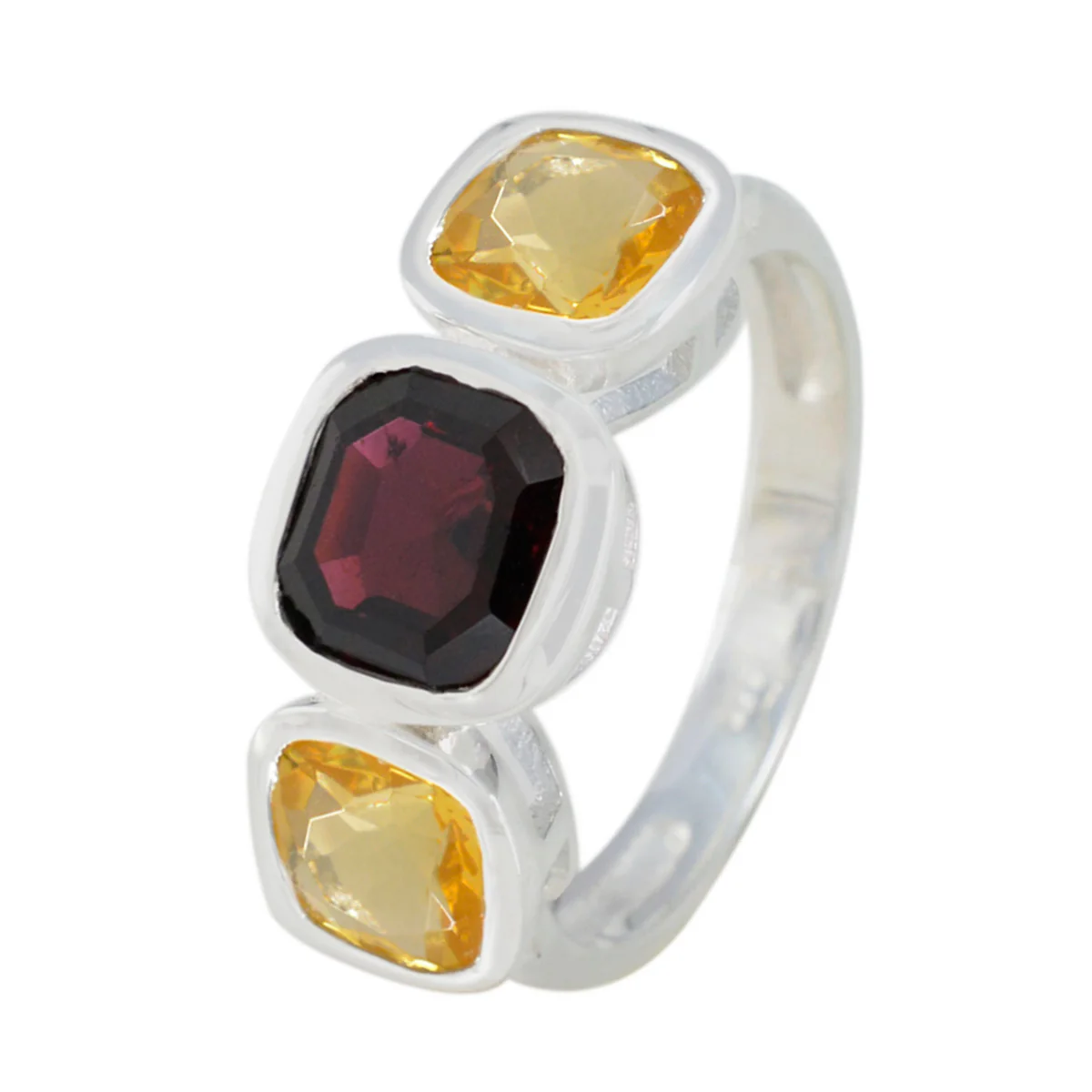 Multi Stone Trilogy African 92.5 Silver multicolor Gems Slim Graceful Ring Jewelry - Image 2