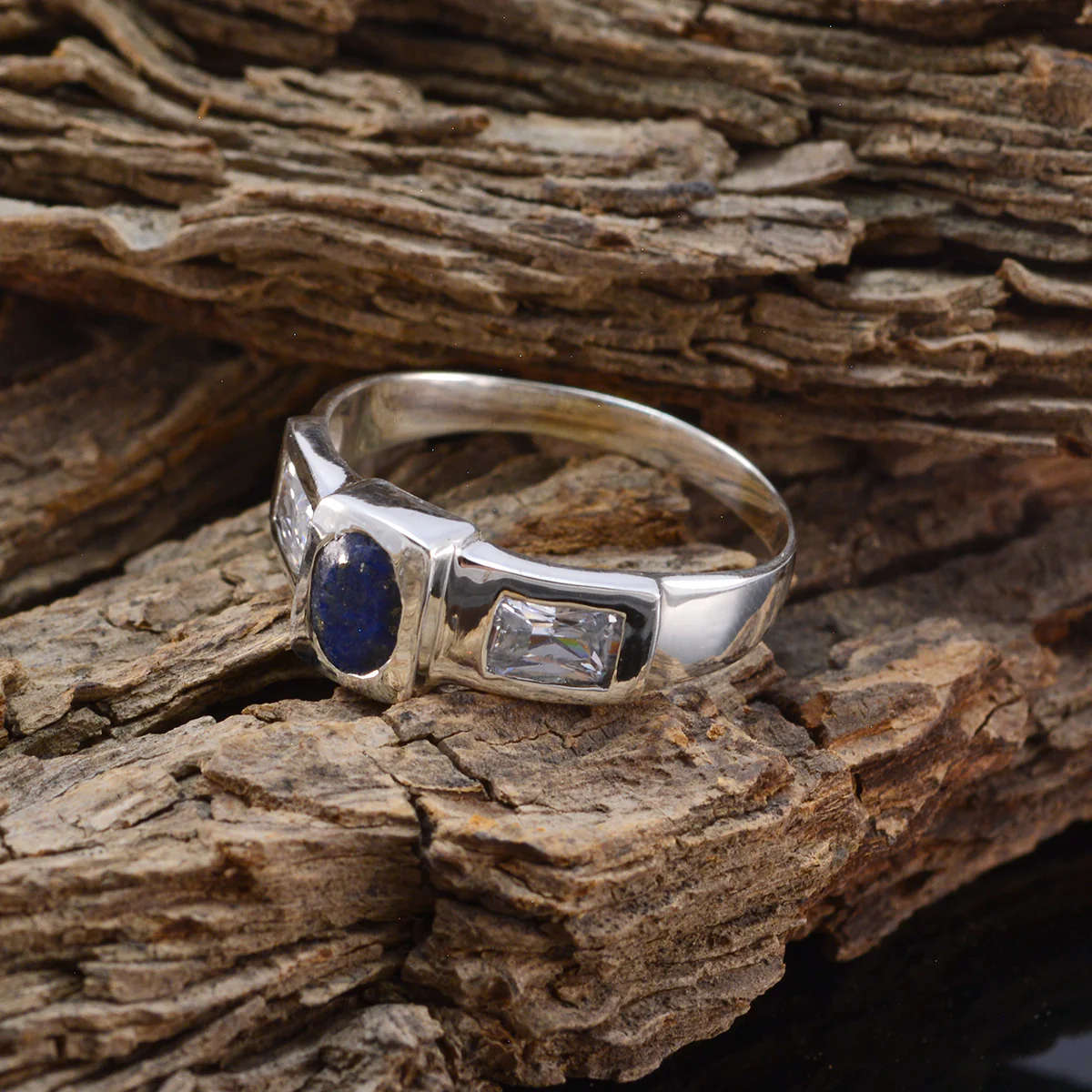 Multi Stone Trilogy African 92.5 Silver multicolor Gemstones Tiny Fairytale Ring Jewelry - Image 4