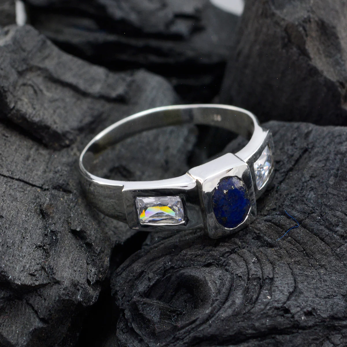 Multi Stone Trilogy African 92.5 Silver multicolor Gemstones Tiny Fairytale Ring Jewelry - Image 5