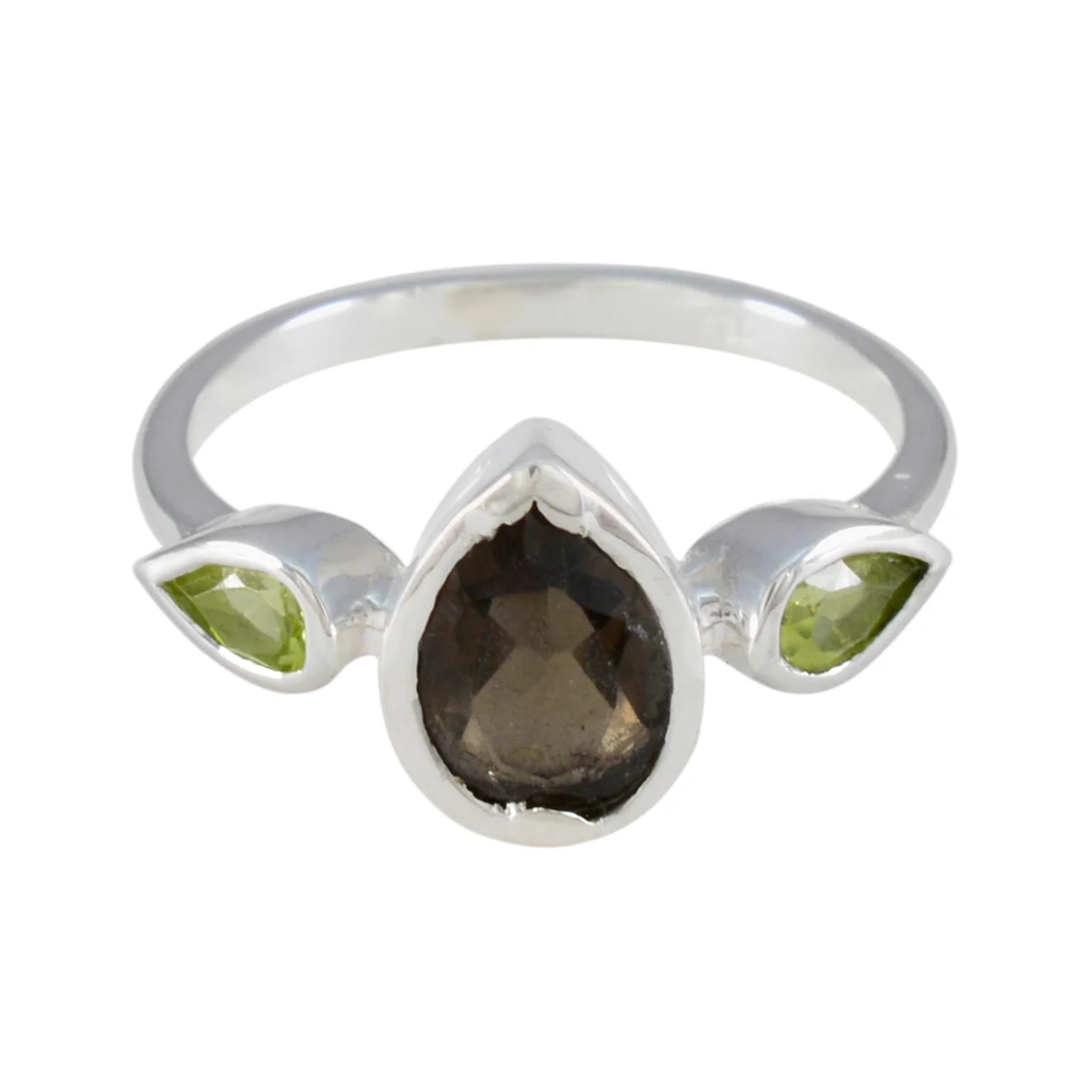 Multi Stone Trilogy American 92.5 Silver multicolor Gems Dainty Contemporary Ring Jewellery