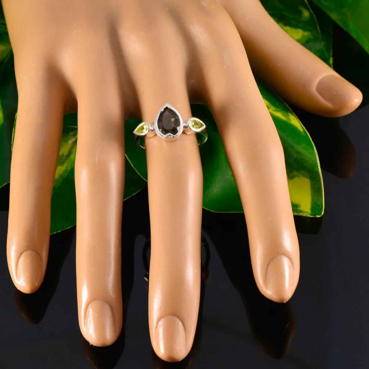 Multi Stone Trilogy American 92.5 Silver multicolor Gems Dainty Contemporary Ring Jewellery - Image 5