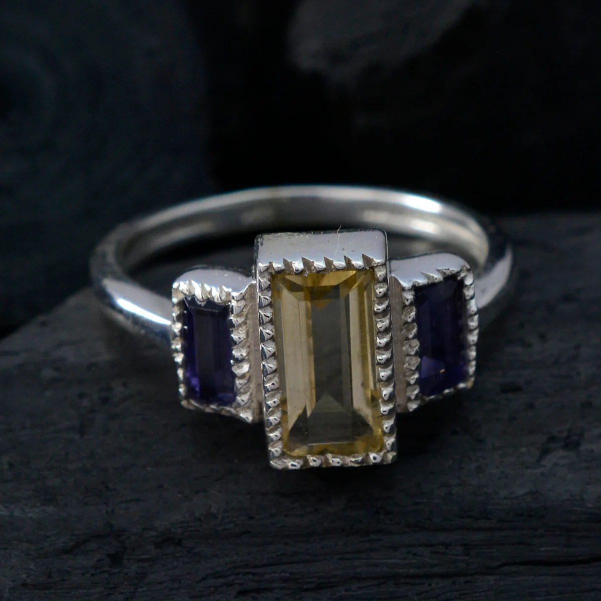 Multi Stone Trilogy Egyptian 925 Sterling Silver multicolor Gemstones Featherlight Fairytale Ring Jewellery - Image 4