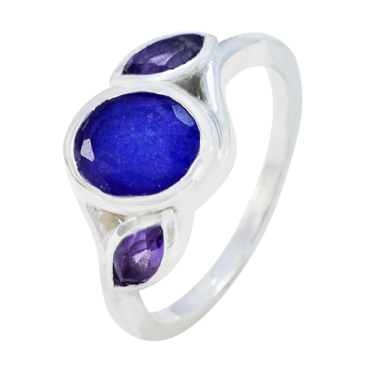 Multi Stone Trilogy Moroccan 925 Silver multicolor Gems Slim Graceful Ring Jewelry - Image 2