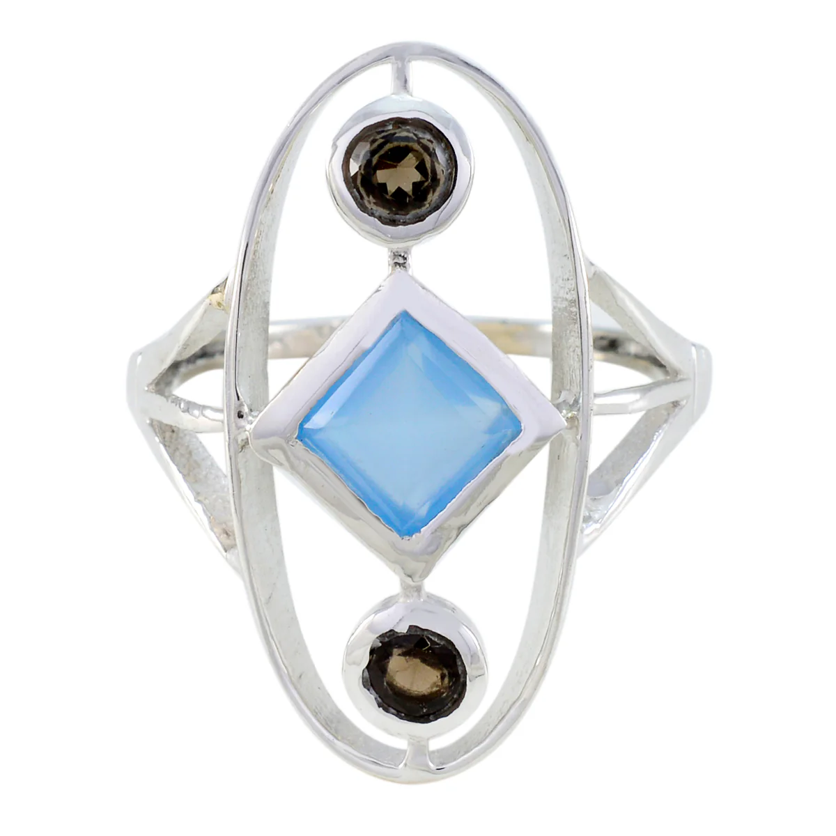 Multi Stone Trilogy Moroccan 925 Silver multicolor Gems Slim Sophisticated Ring Jewellery