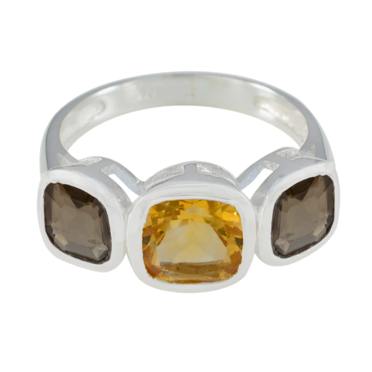 Multi Stone Trilogy Russian 925 Sterling Silver multicolor Gemstone Slim Fairytale Ring Jewellery