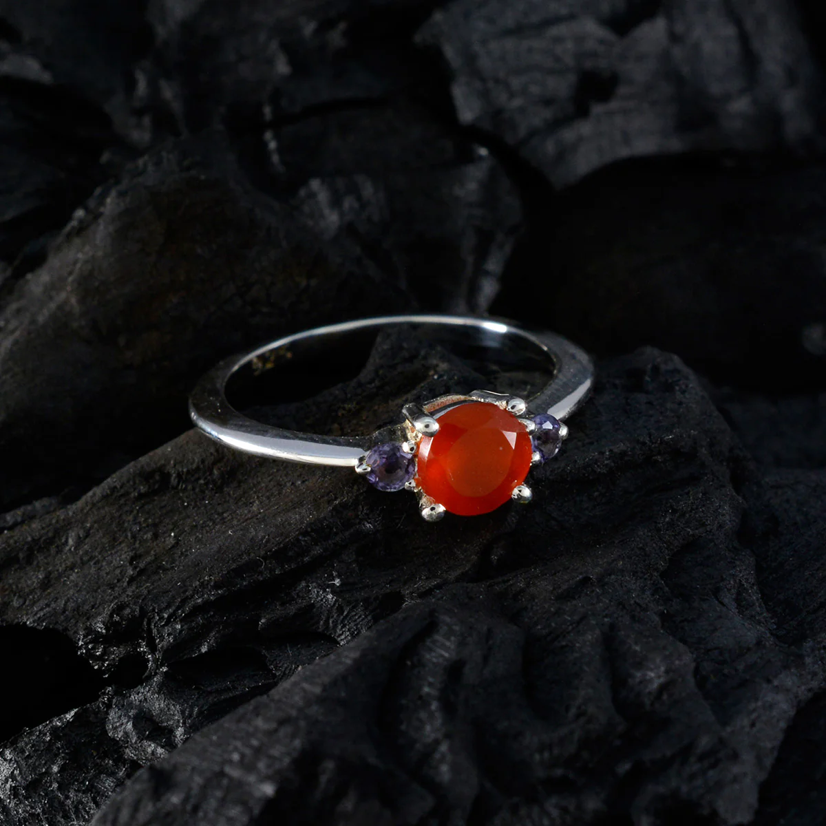 Multi Stone Trilogy Turkish Silver multicolor Gemstone Elegant Fairytale Ring Jewelry - Image 4