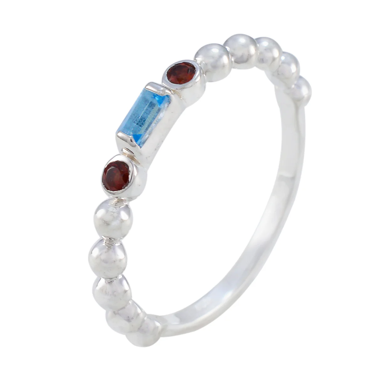Multi Stone Trilogy Turkish Sterling Silver multicolor Gems Delicate Abstract Ring Jewelry - Image 2