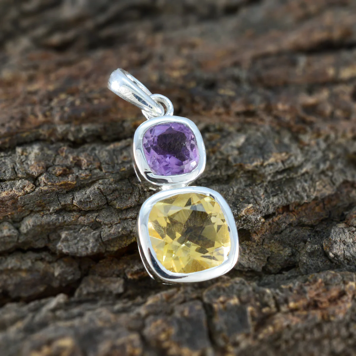 Multi Stone Whisper-thin Egyptian Sterling Silver Toi et Moi Sophia Trendy multicolor Pendant Jewellery - Image 3