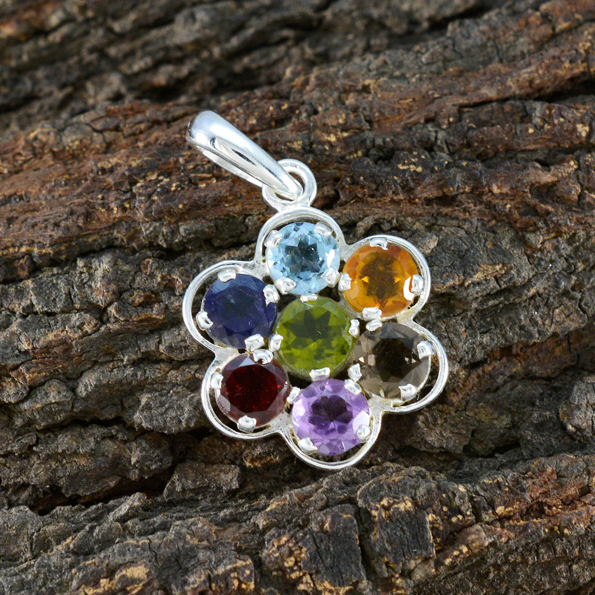 Multi Stone Whisper-thin Turkish 925 Silver multiple Noelia Contemporary multicolor Pendant Jewelry - Image 3