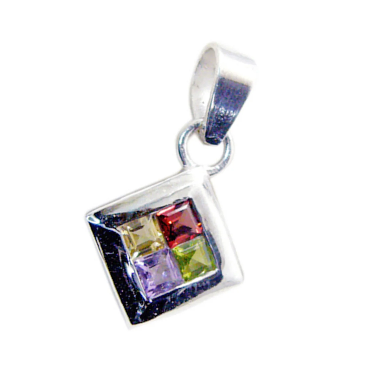 Multi Stone Whisper-thin Turkish Silver quarter Maya Love multicolor Pendant Jewelry - Image 3