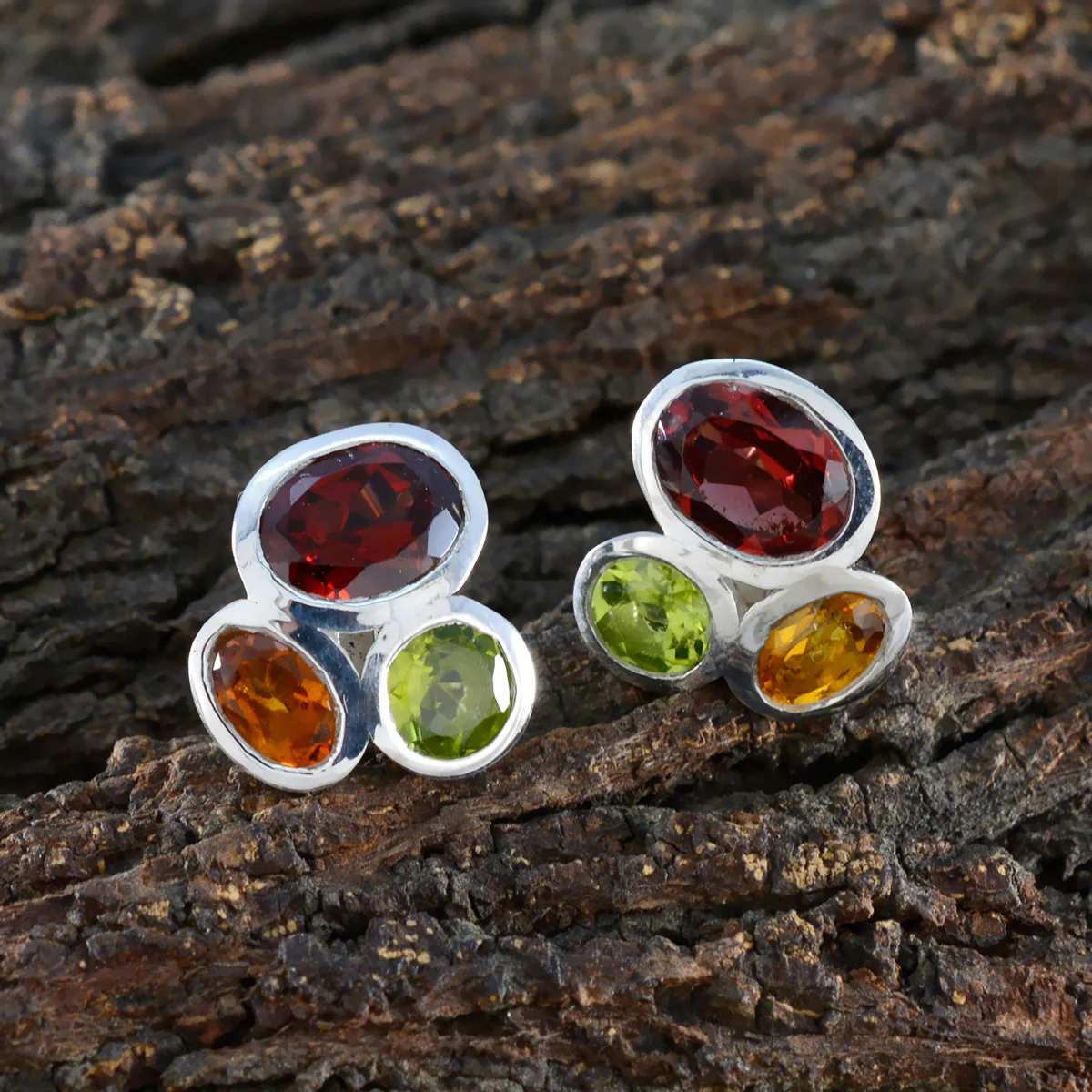 Multi Turkish Alejandra multiple Stud multicolor Sterling Silver Earring - Image 3