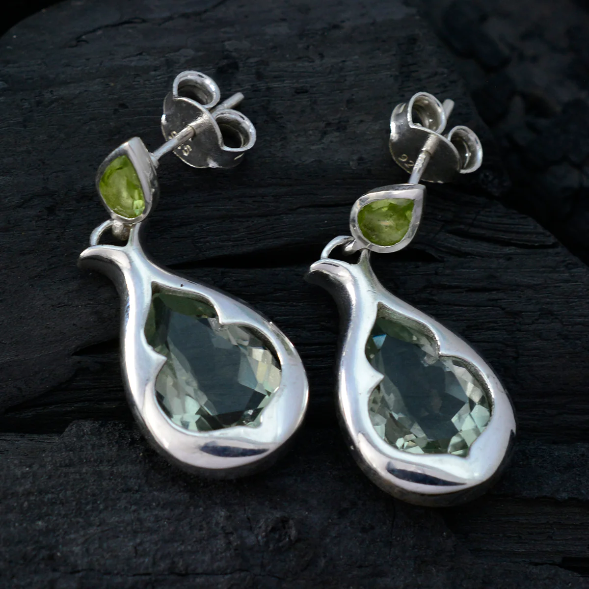 Multi Turkish Eva Toi et Moi Stud multicolor 92.5 Silver Earring - Image 2