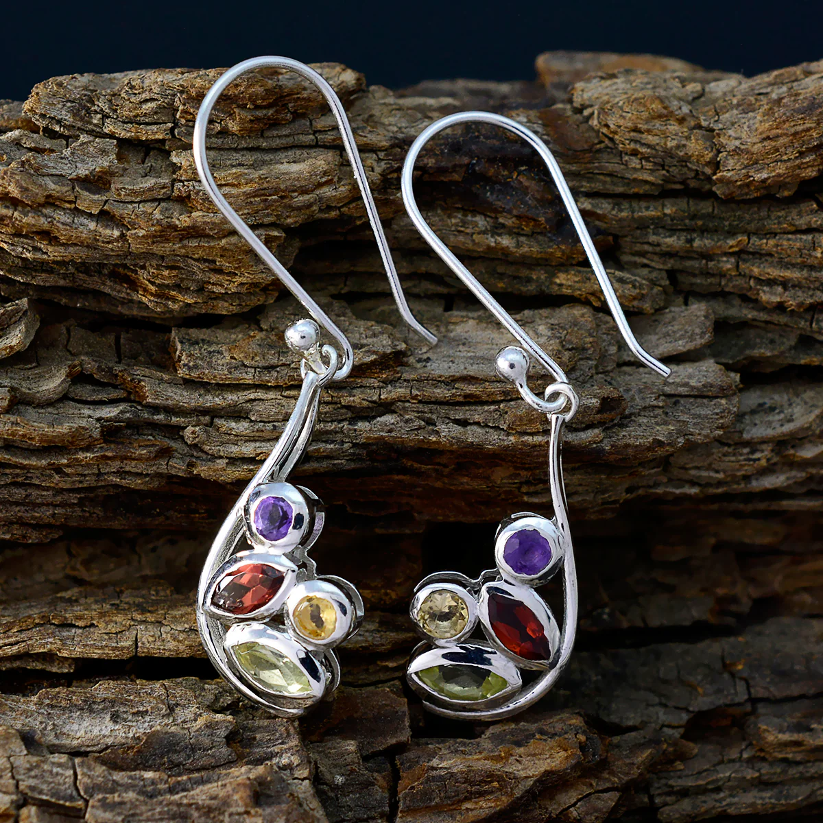 Multi Turkish Valentina quarter Dangle multicolor 925 Silver Earring - Image 3