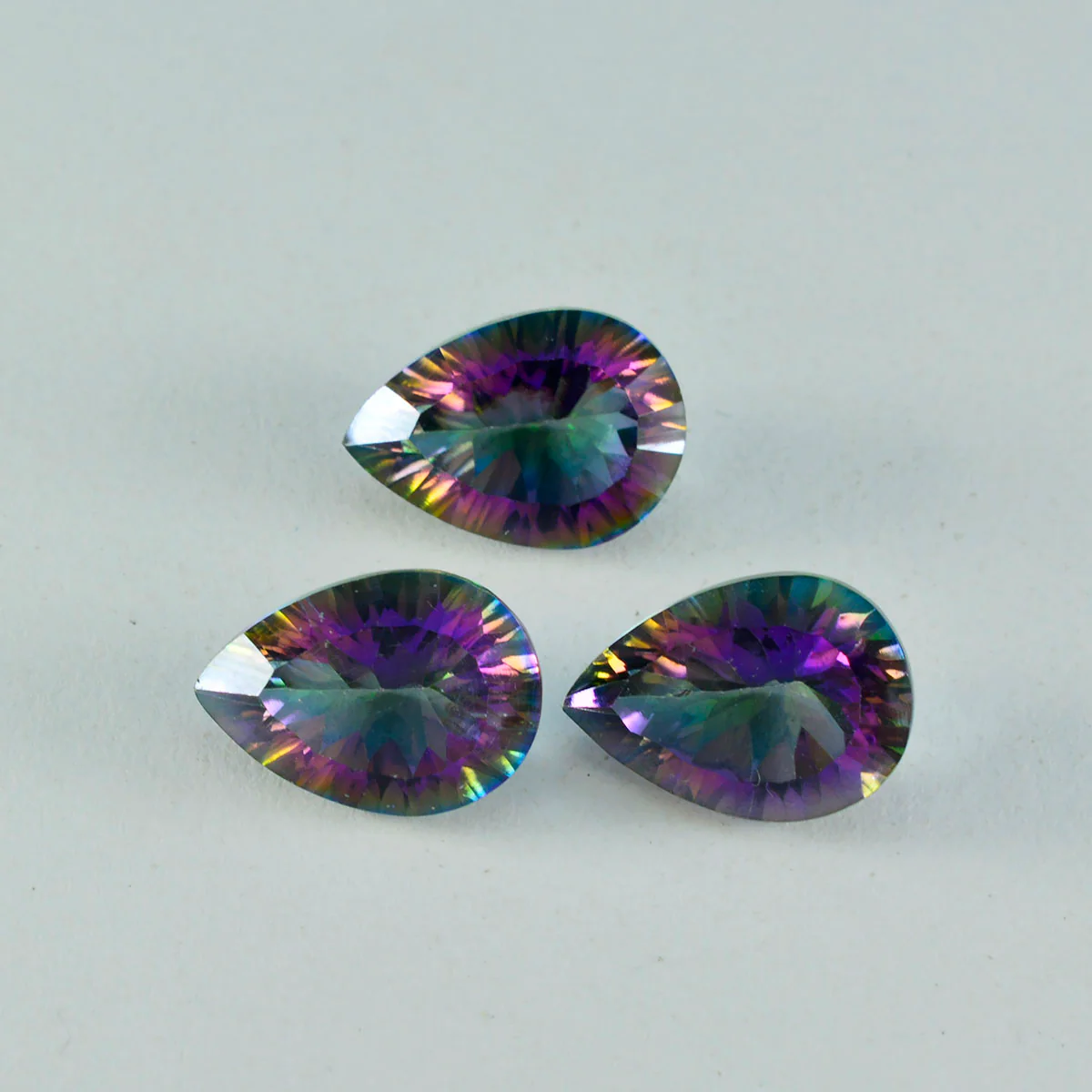 Mystic Quartz 1PC Chunky 13x18 MM Pear Faceted Multicolor Luster Semi Precious Loose Gemstones - Image 3