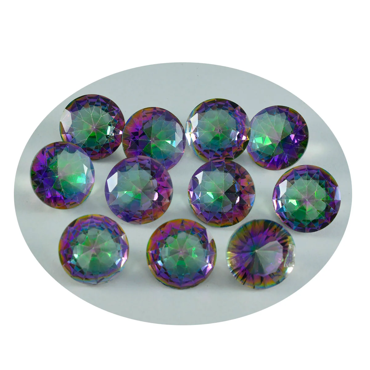 Mystic Quartz 1PC Chunky 14x14 MM Round Faceted Multicolor Genuine Semi Precious Loose Gemstones - Image 2