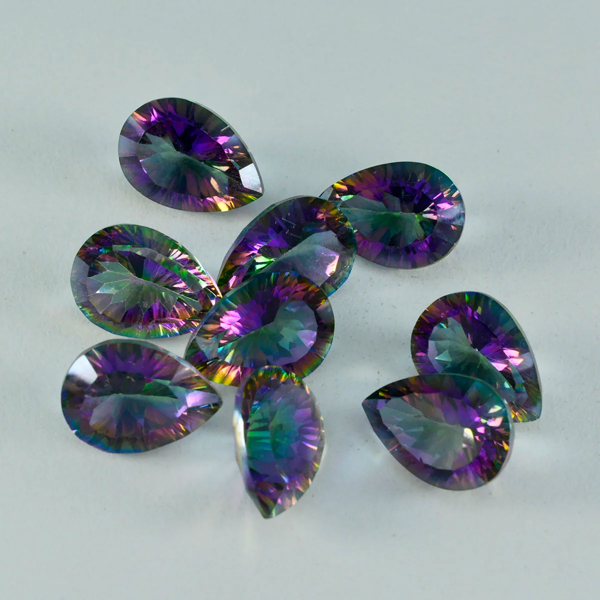 Mystic Quartz 1PC Chunky 15x20 MM Pear Faceted Multicolor Lustrous Semi Precious Gems