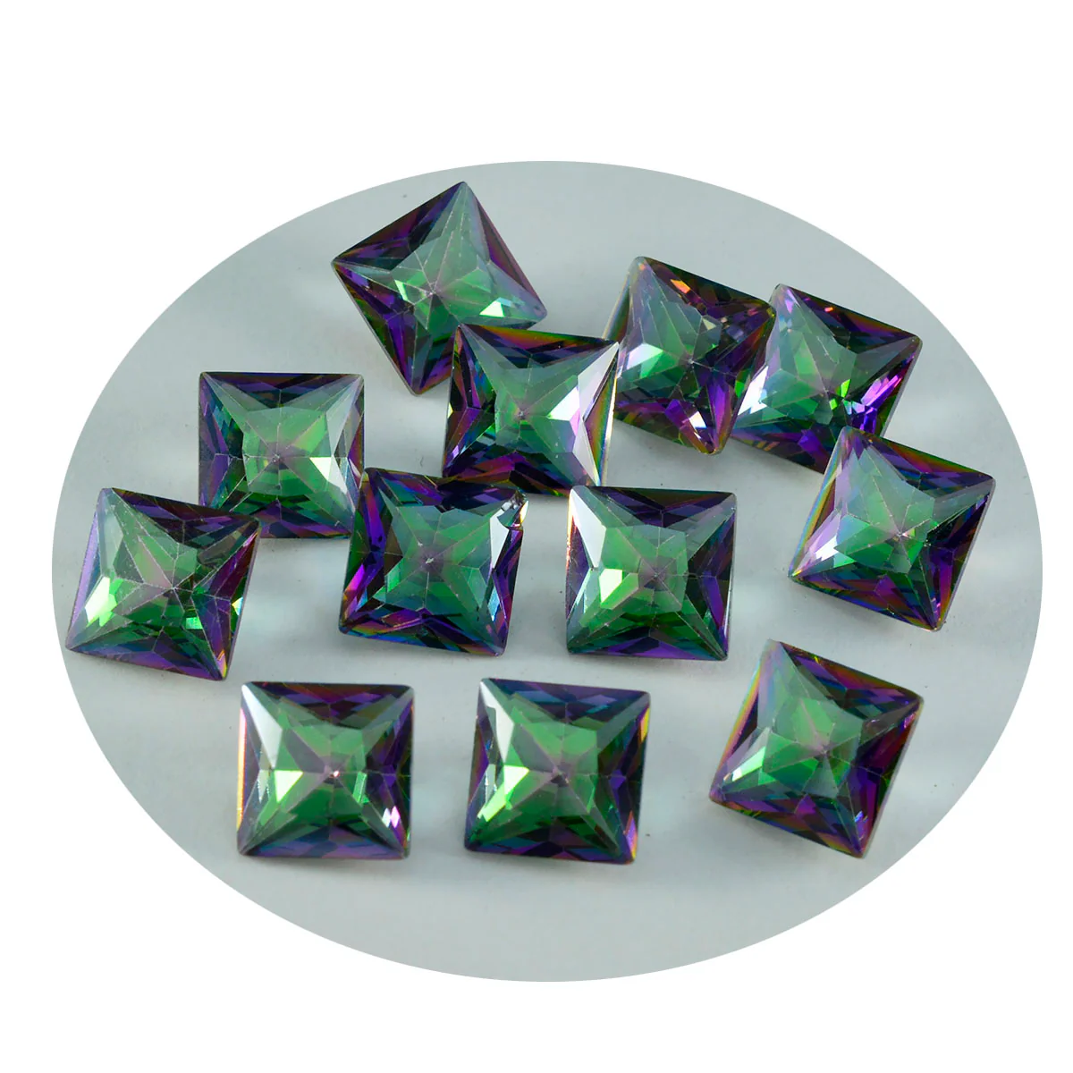 Mystic Quartz 1PC Large 12x12 MM Square Faceted Multicolor High-Quality Semi Precious Loose Gems - Image 2