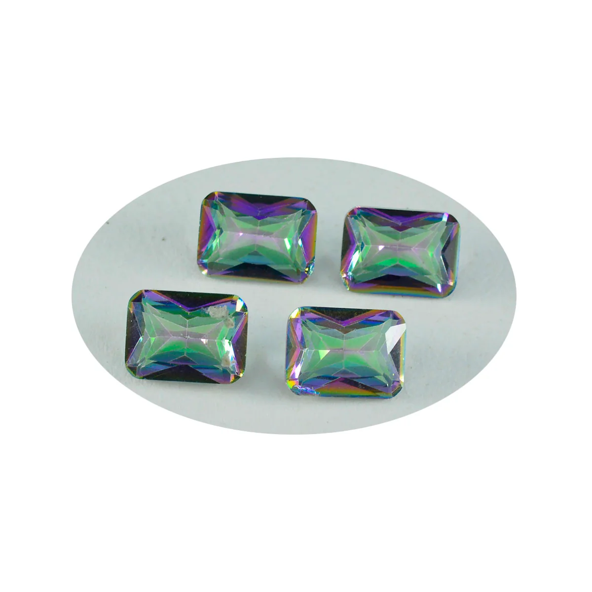 Mystic Quartz 1PC Large 9x11 MM Emerald Faceted Multicolor Natural Semi Precious Gems - Image 4