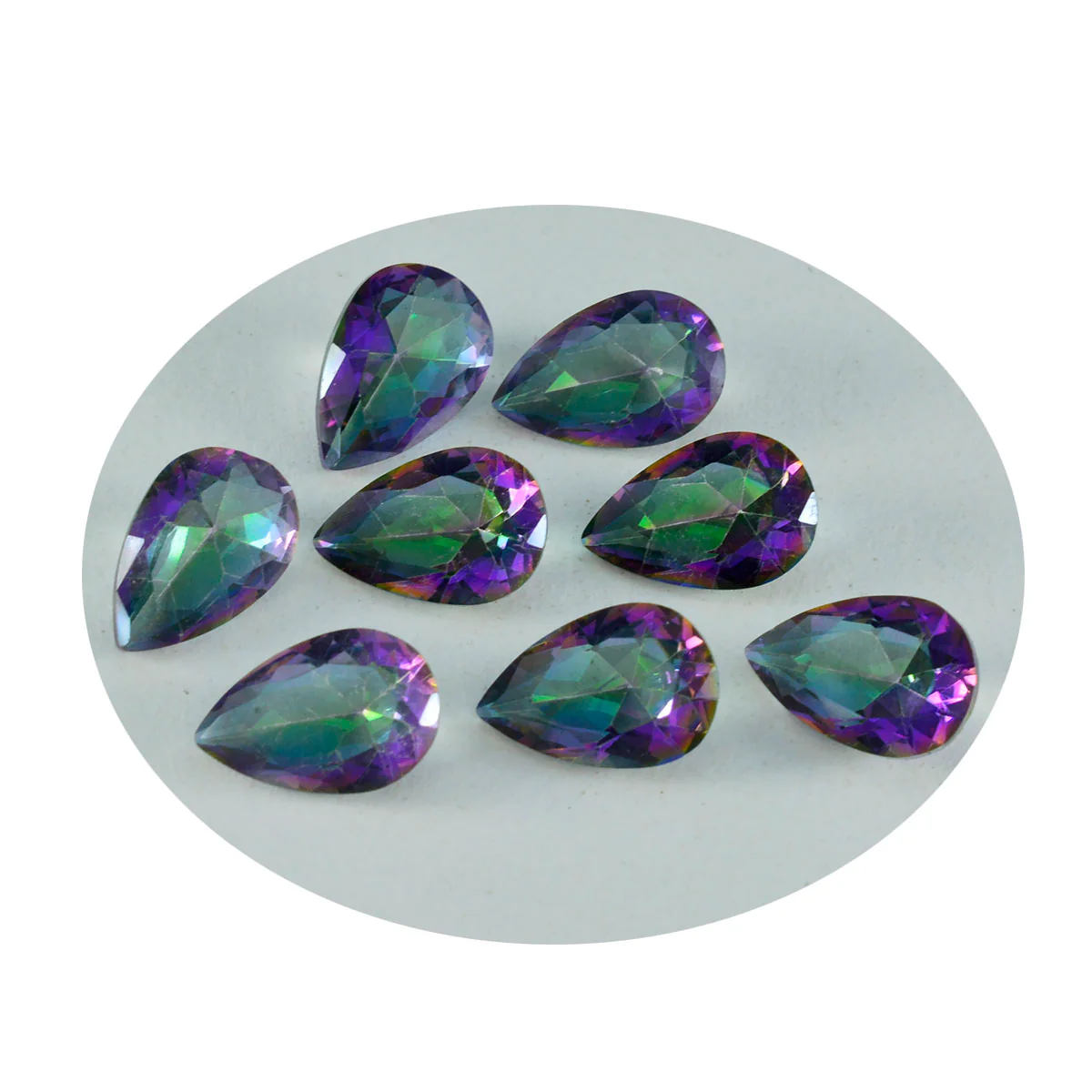 Mystic Quartz 1PC Medium 8x10 MM Pear Faceted Multicolor Pure Semi Precious Loose Gems - Image 2