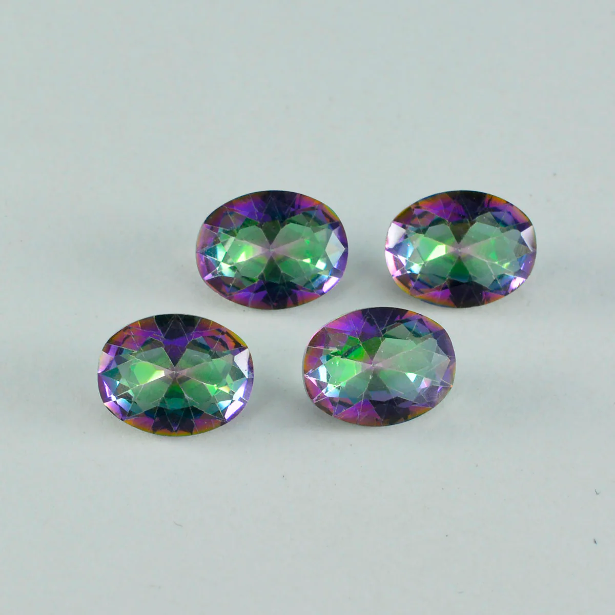 Mystic Quartz 1PC Small 6x9 MM Oval Faceted Multicolor Fiery Semi Precious Gems