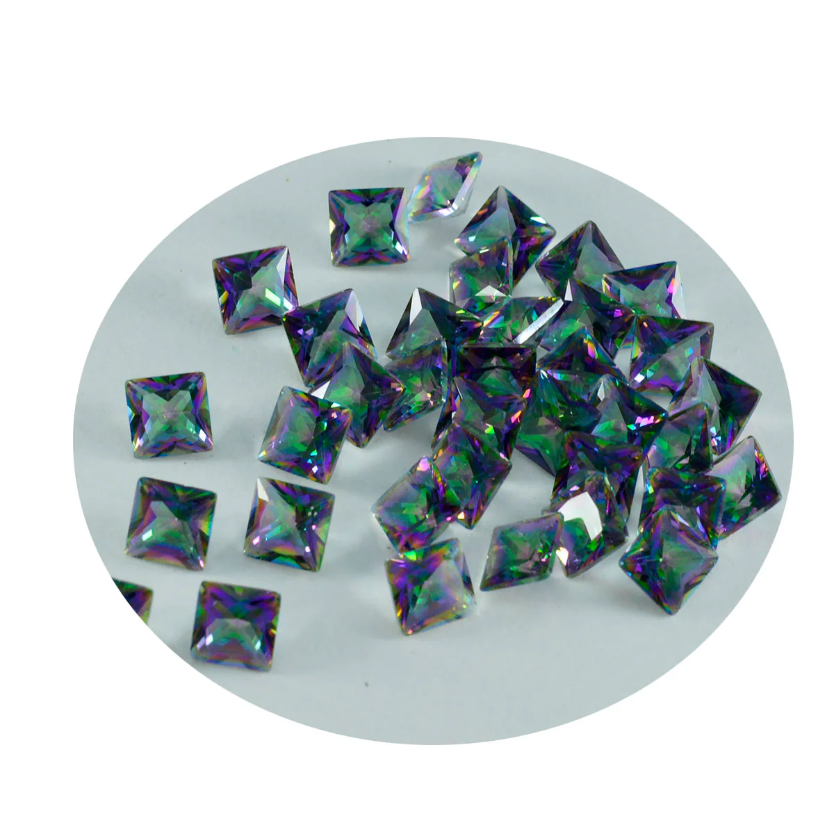 Mystic Quartz 1PC Small 8x8 MM Square Faceted Multicolor Luster Semi Precious Loose Gems - Image 4