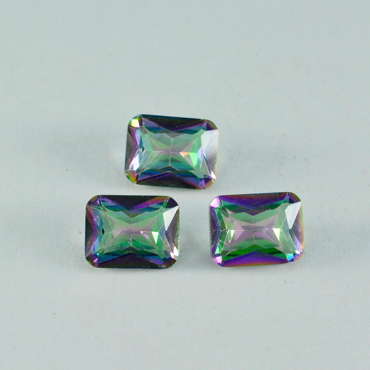 Mystic Quartz 1PC Tiny 3x5 MM Emerald Faceted Multicolor Sparkling Semi Precious Gems