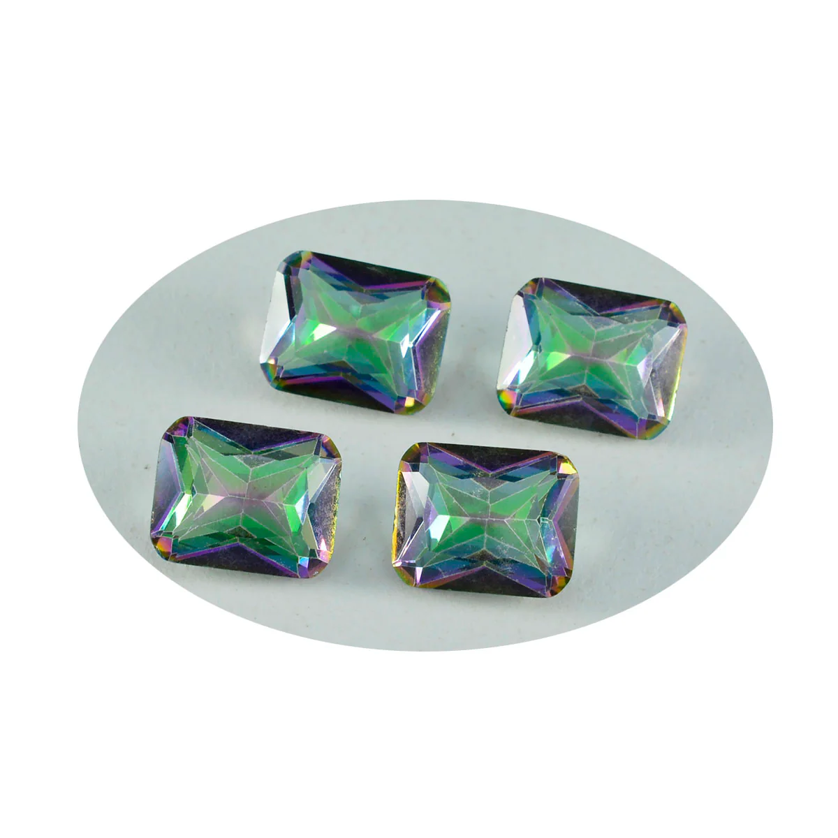 Mystic Quartz 1PC Tiny 4x6 MM Emerald Faceted Multicolor Polished Semi Precious Loose Gems - Image 2
