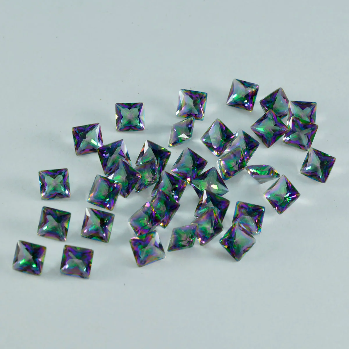 Mystic Quartz 1PC Tiny 6x6 MM Square Faceted Multicolor Polished Semi Precious Loose Gemstones
