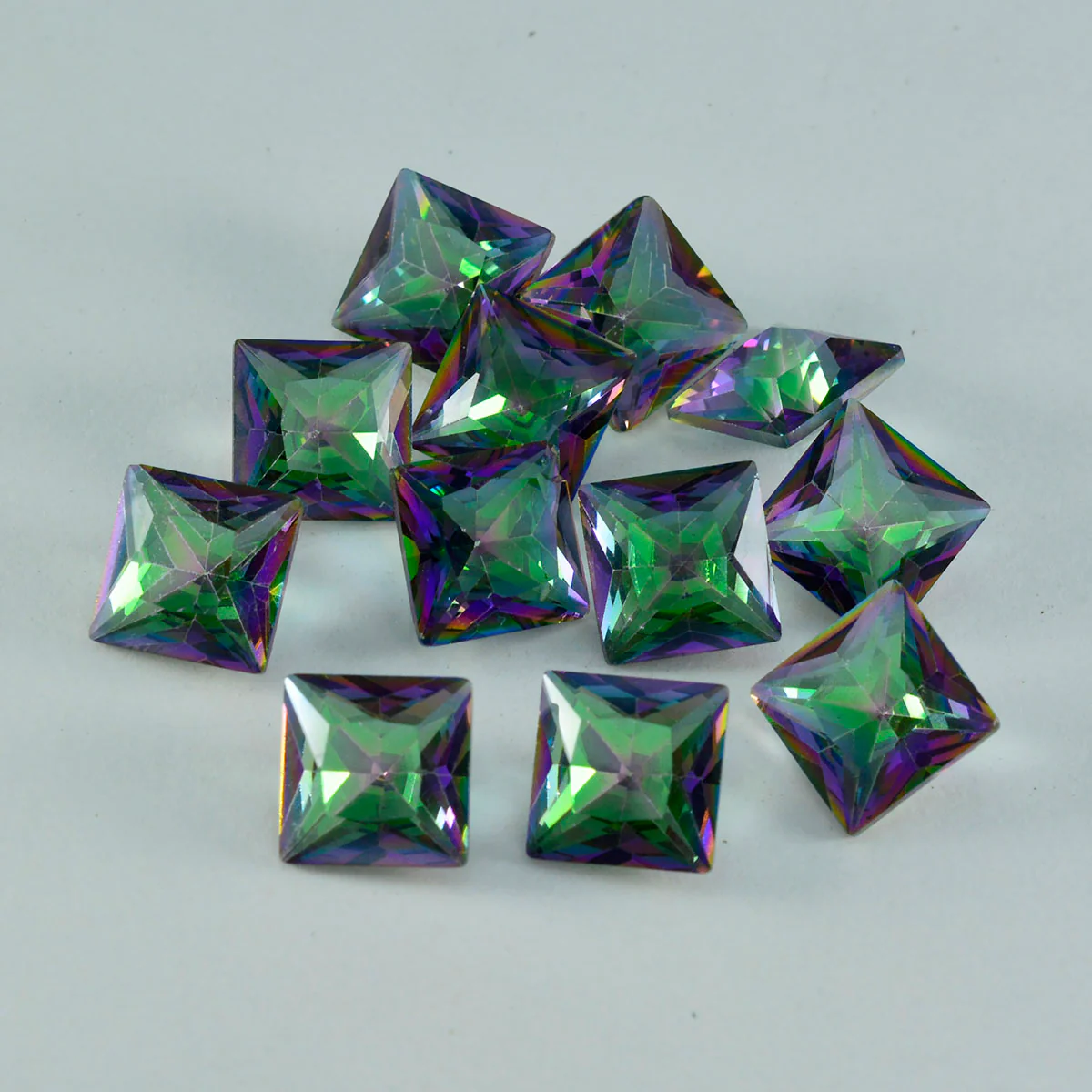 Mystic Quartz 1PC Tiny 6x6 MM Square Faceted Multicolor Polished Semi Precious Loose Gemstones - Image 2