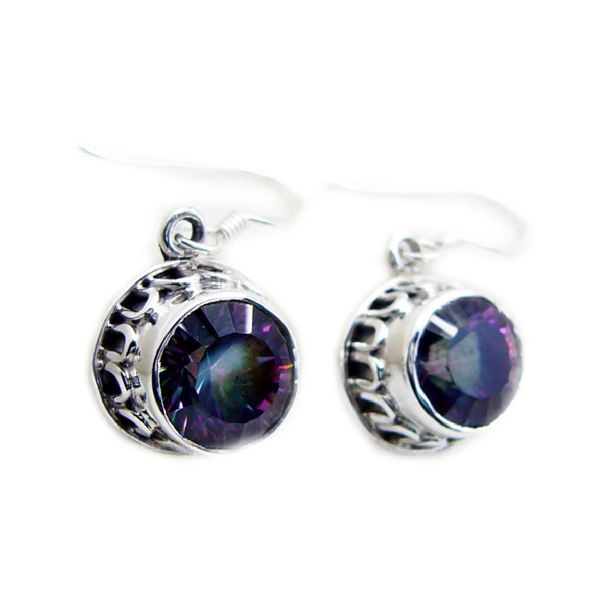 Mystic Quartz African Ángeles multiple Dangle multicolor Silver Earring