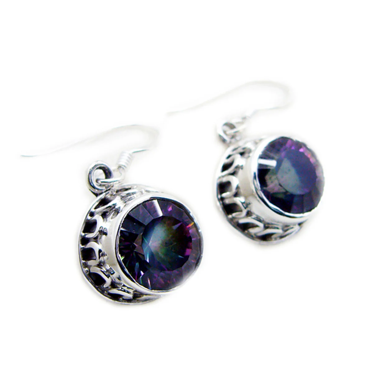 Mystic Quartz African Ángeles multiple Dangle multicolor Silver Earring - Image 2