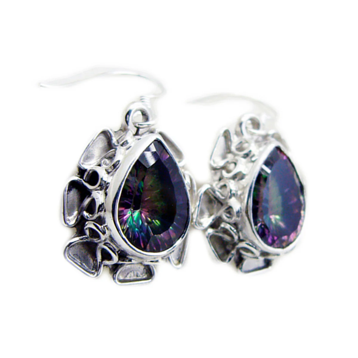 Mystic Quartz African Emi multiple Dangle multicolor Sterling Silver Earring