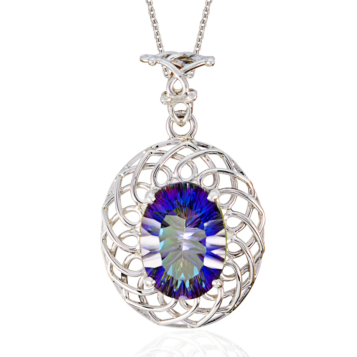 Mystic Quartz Chunky American Silver Solitaire Lily Rope-Wire multicolor Pendant Jewelry - Image 2