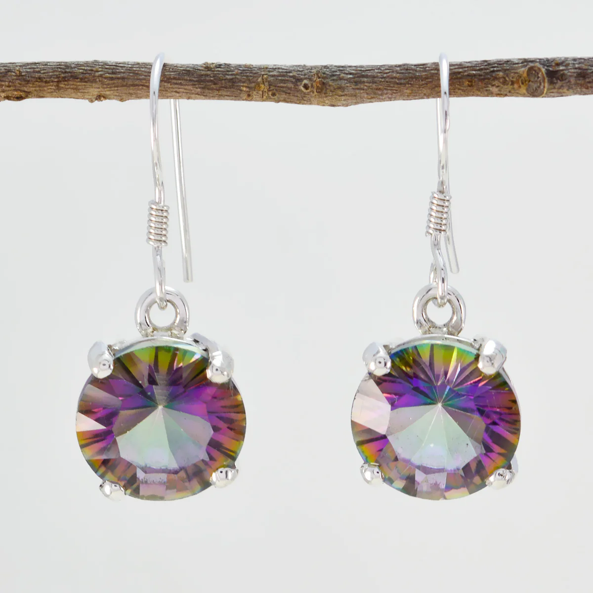 Mystic Quartz Egyptian Sophia multiple Dangle multicolor 925 Sterling Silver Earring - Image 2