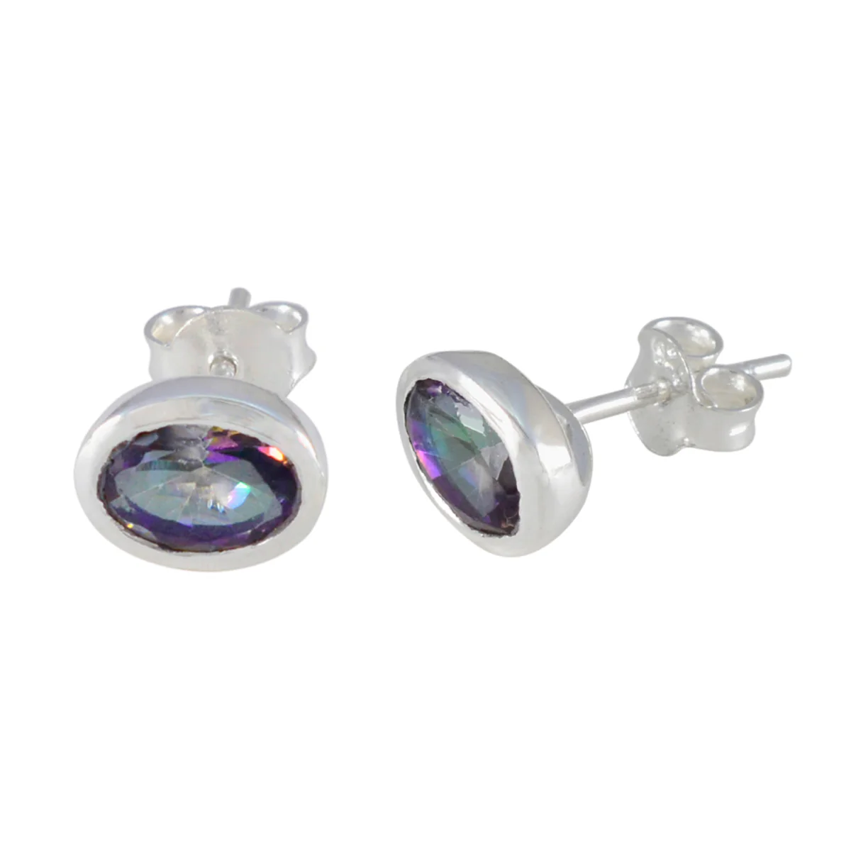 Mystic Quartz French Mei Solitaire Stud multicolor 92.5 Silver Earring - Image 2