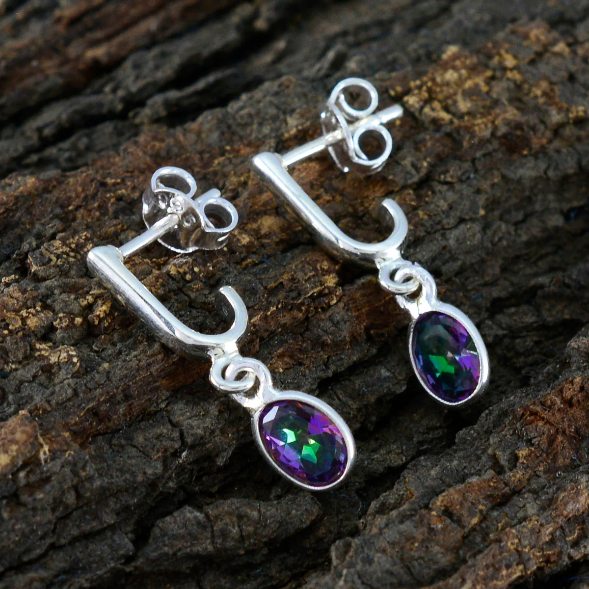 Mystic Quartz German Savannah multiple Stud multicolor Silver Earring - Image 3