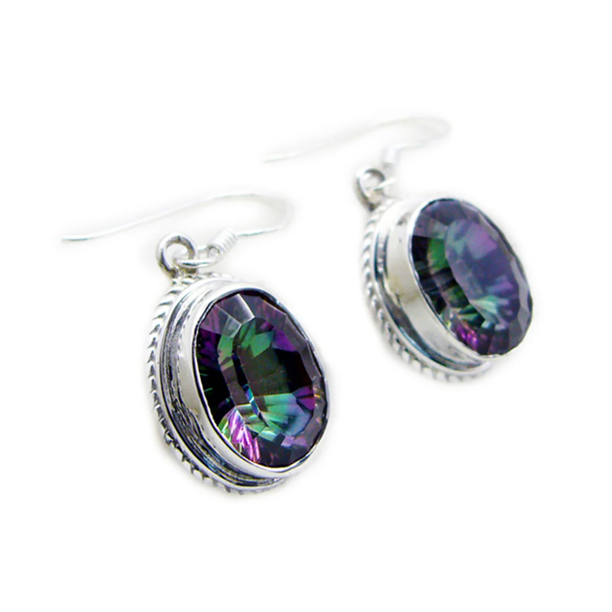Mystic Quartz Japanese Xiu multiple Dangle multicolor 925 Sterling Silver Earring - Image 2