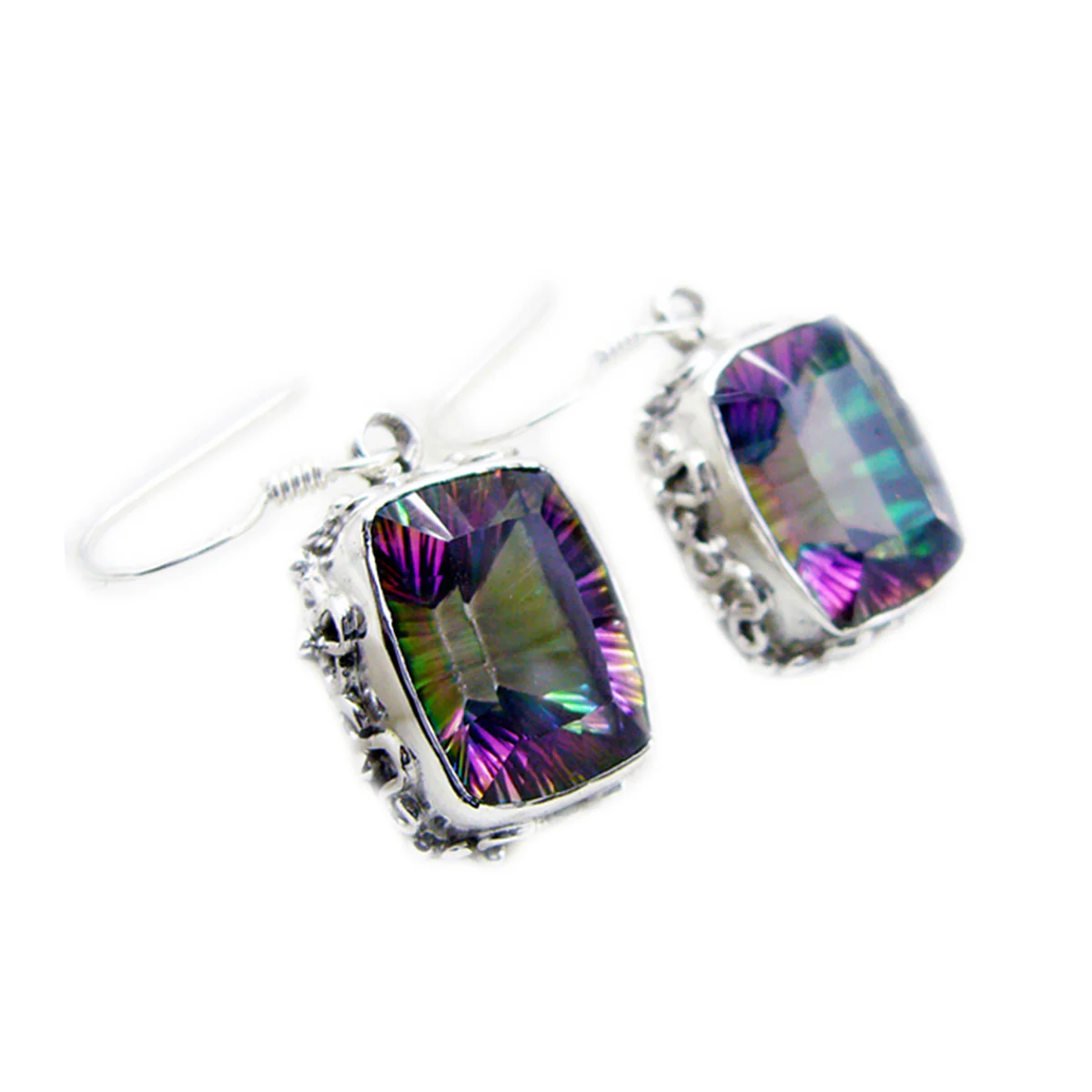 Mystic Quartz Middle Eastern Yasmin multiple Dangle multicolor 92.5 Silver Earring - Image 2