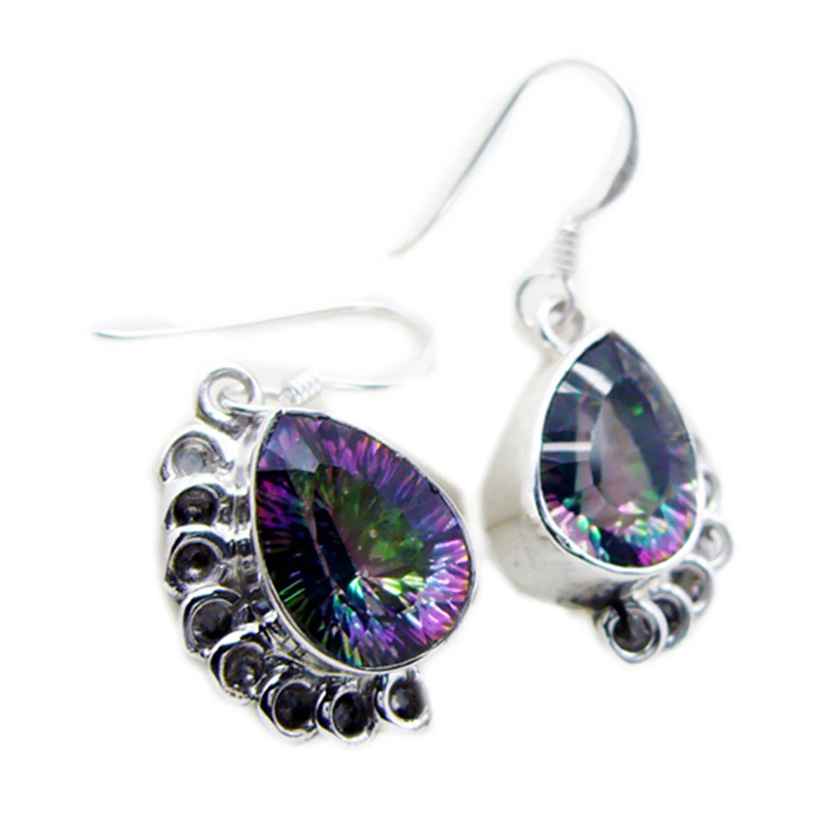Mystic Quartz Russian Eun-ji multiple Dangle multicolor 925 Silver Earring - Image 2