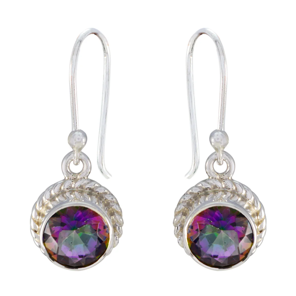 Mystic Quartz Russian Maya multiple Dangle multicolor 925 Silver Earring