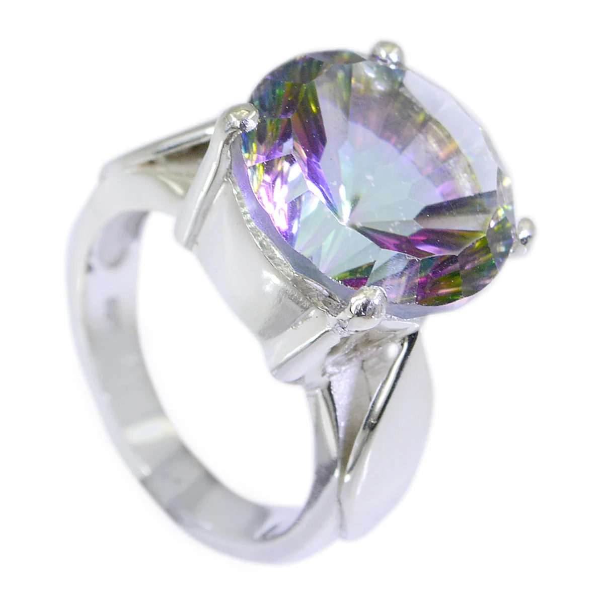 Mystic Quartz Solitaire African 92.5 Silver multicolor Gemstones Essential  Luxurious Ring Jewelry - Image 2