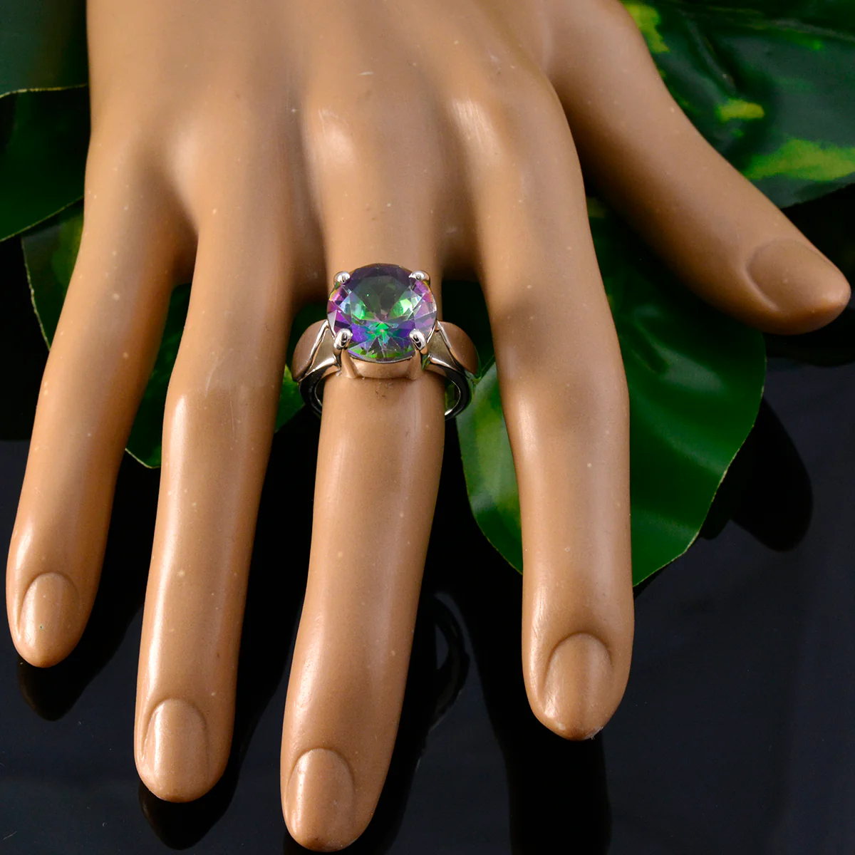 Mystic Quartz Solitaire African 92.5 Silver multicolor Gemstones Essential  Luxurious Ring Jewelry - Image 6
