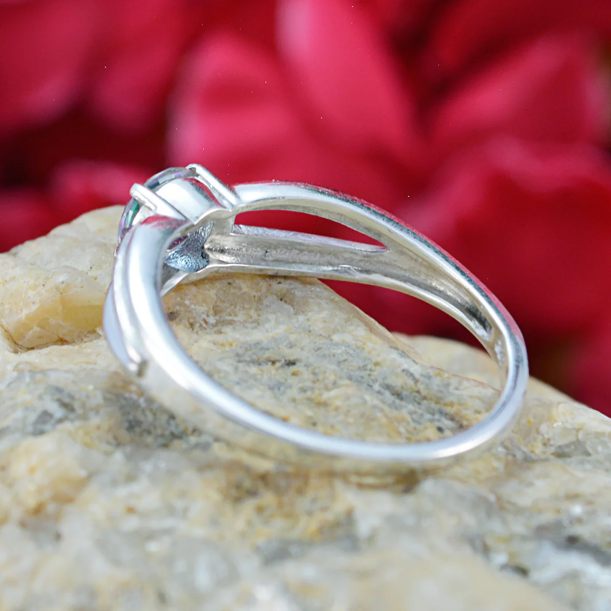 Mystic Quartz Solitaire Japanese 925 Silver multicolor Gems Dainty Trendy Ring Jewelry - Image 2
