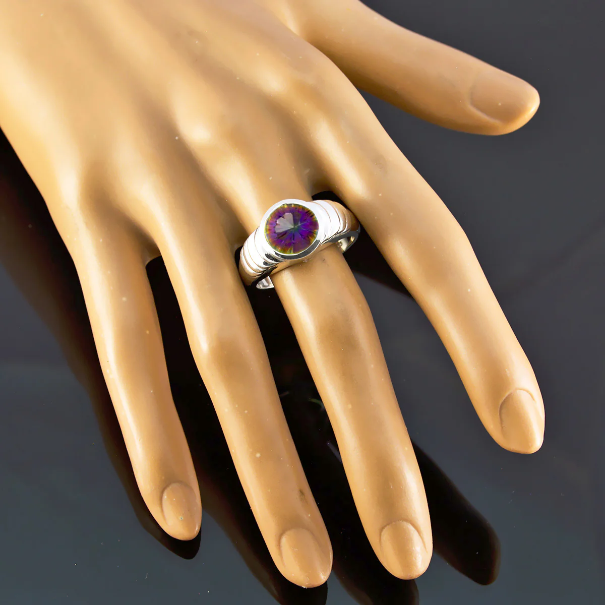 Mystic Quartz Solitaire Russian Silver multicolor Gems Versatile Fairytale Ring Jewellery - Image 3