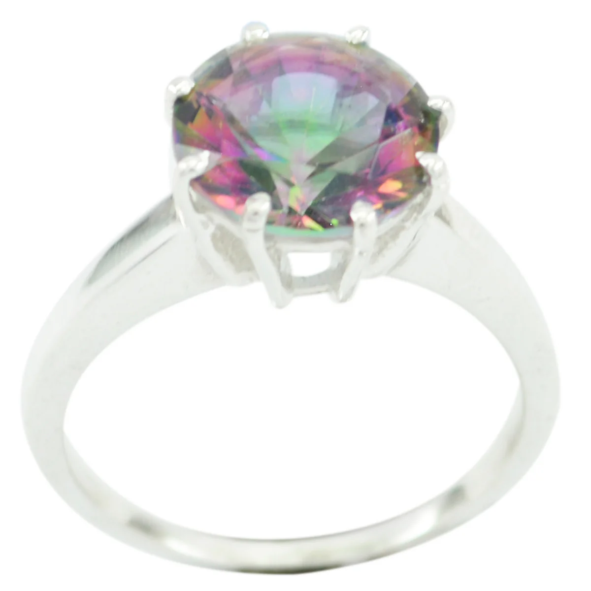 Mystic Quartz Solitaire Turkish 925 Sterling Silver multicolor Gemstone Whisper-thin Fairytale Ring Jewellery