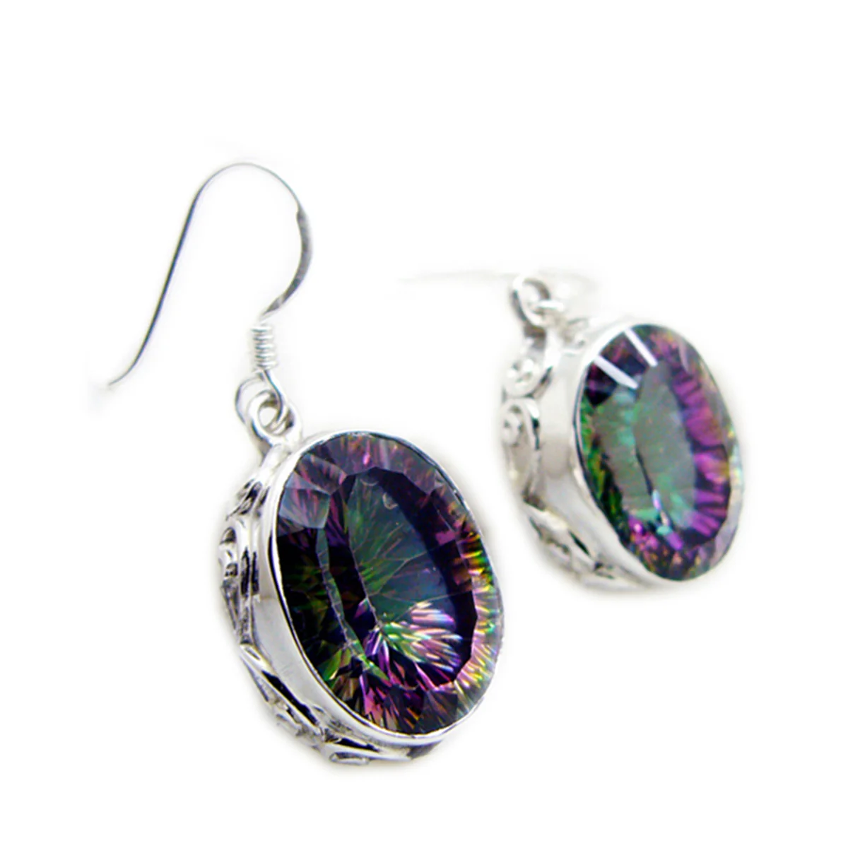 Mystic Quartz Spanish Ling multiple Dangle multicolor 925 Sterling Silver Earring - Image 2