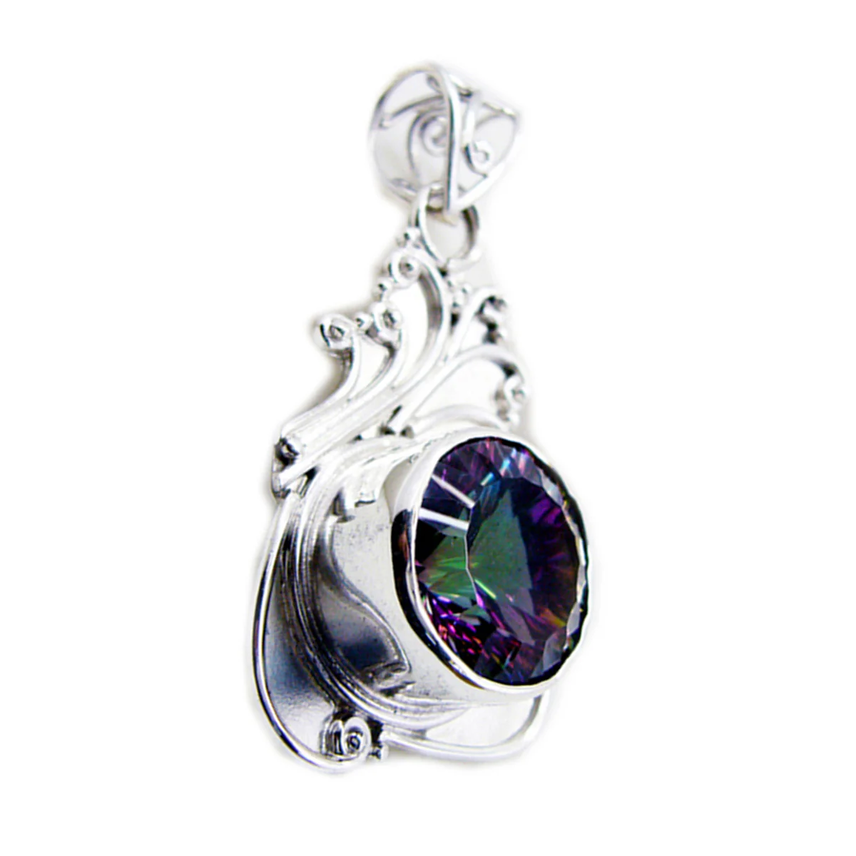 Mystic Quartz Statement American Silver Solitaire Eva Rope-Wire multicolor Pendant Jewelry - Image 3