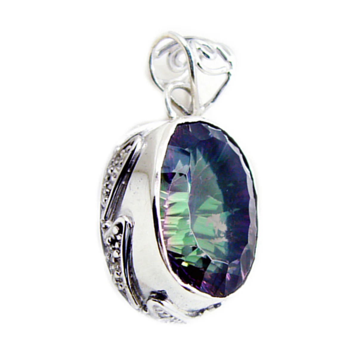 Mystic Quartz Statement Moroccan 925 Silver Solitaire Rebeca Rope-Wire multicolor Pendant Jewelry - Image 3