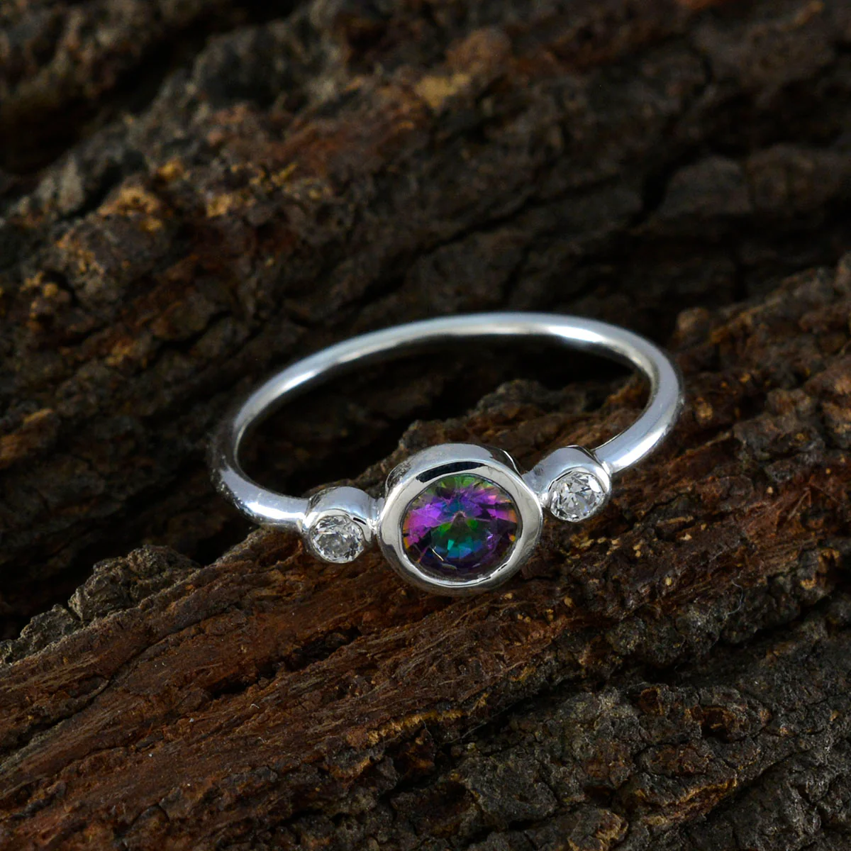 Mystic Quartz Trilogy Japanese 925 Silver multicolor Gemstones Elegant Graceful Ring Jewellery - Image 3